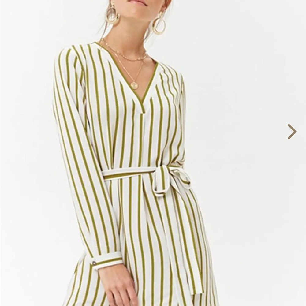 Forever 21 Green and White Striped Dress